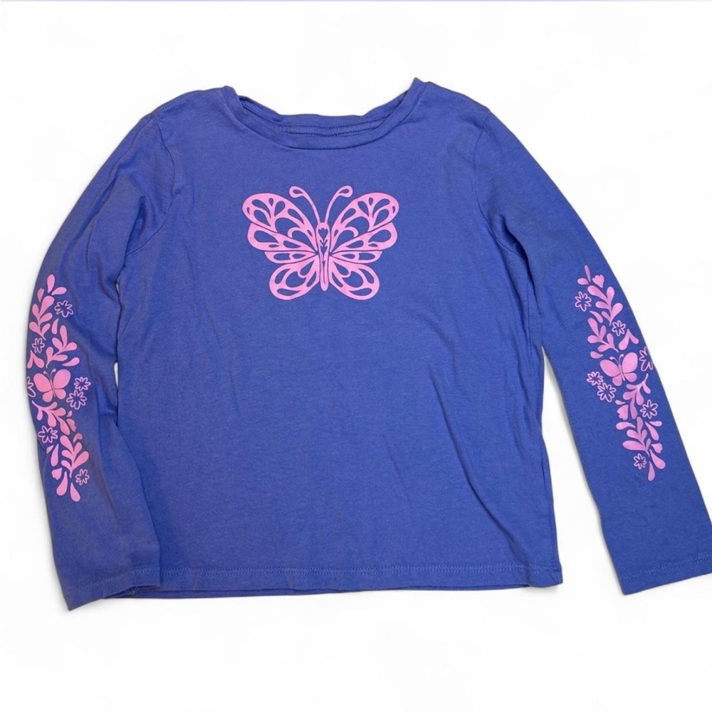 Old Navy Purple and Pink Long Sleeve Tee with Butterfly Designs